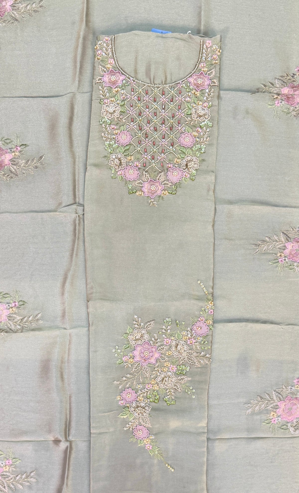 Premium Giraffe Tissue Hand Embellished Unstitched Suit(2 Colours)