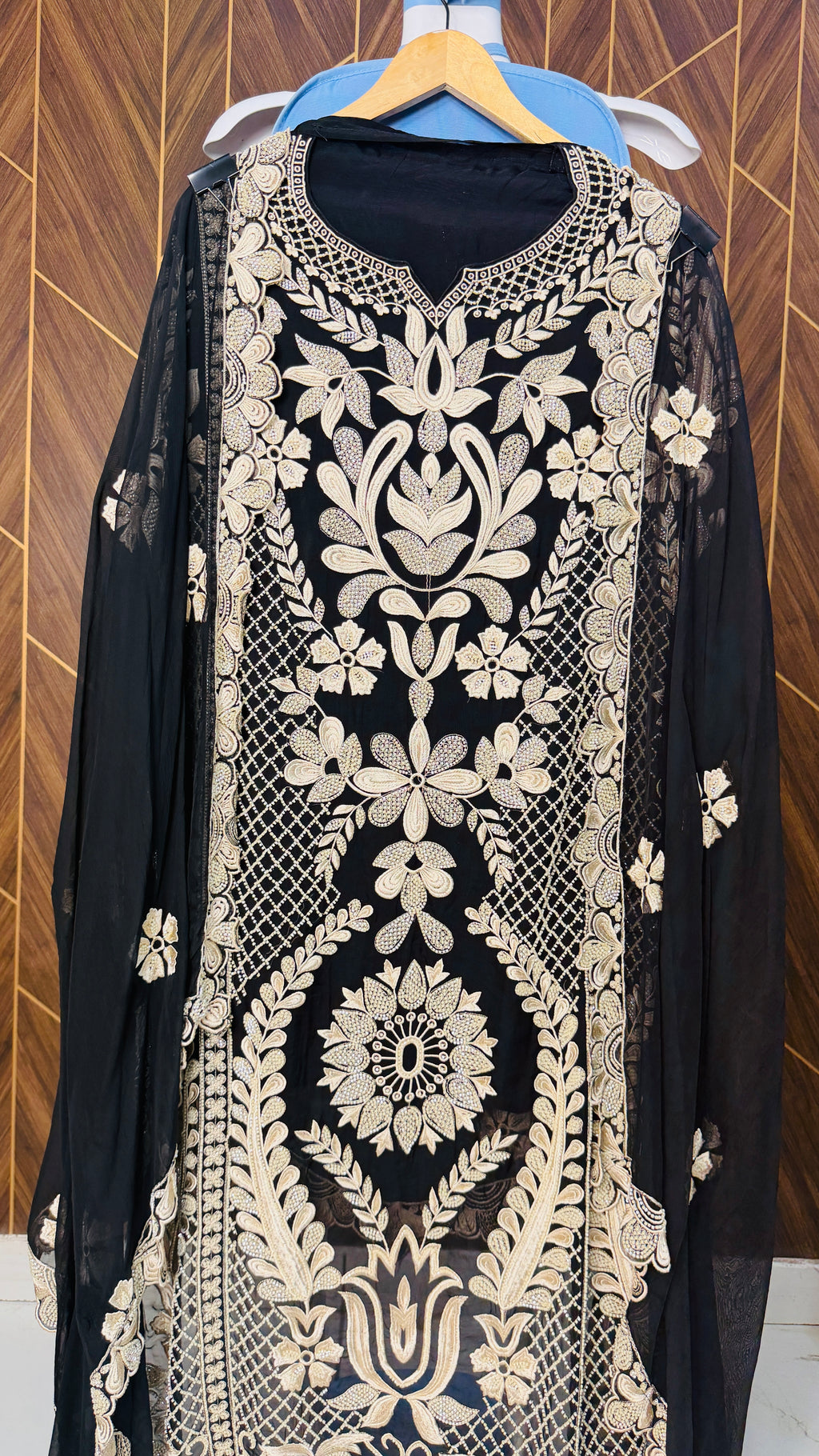 Handcrafted Black Organza Suit