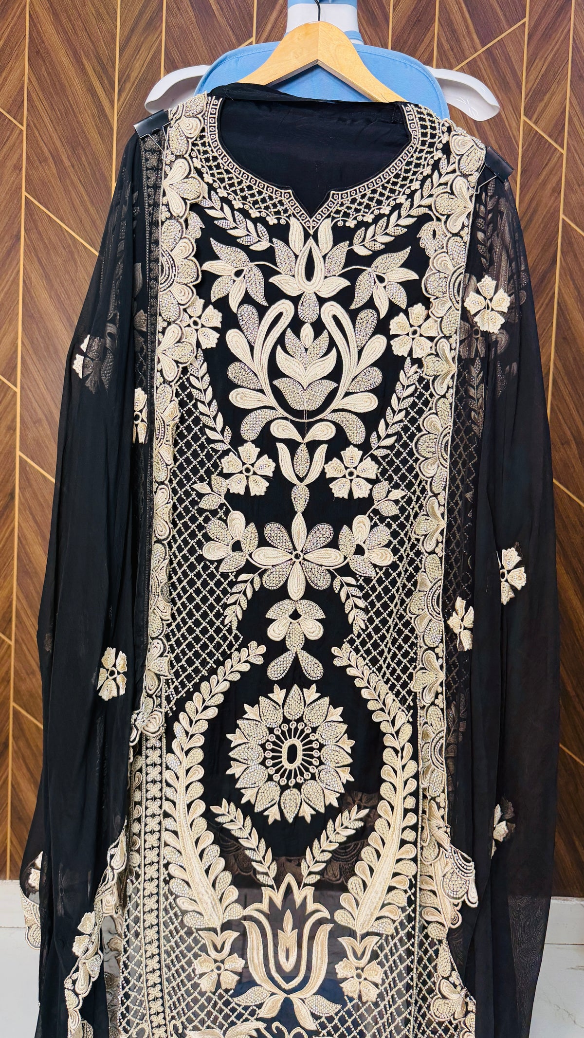 Handcrafted Black Organza Suit