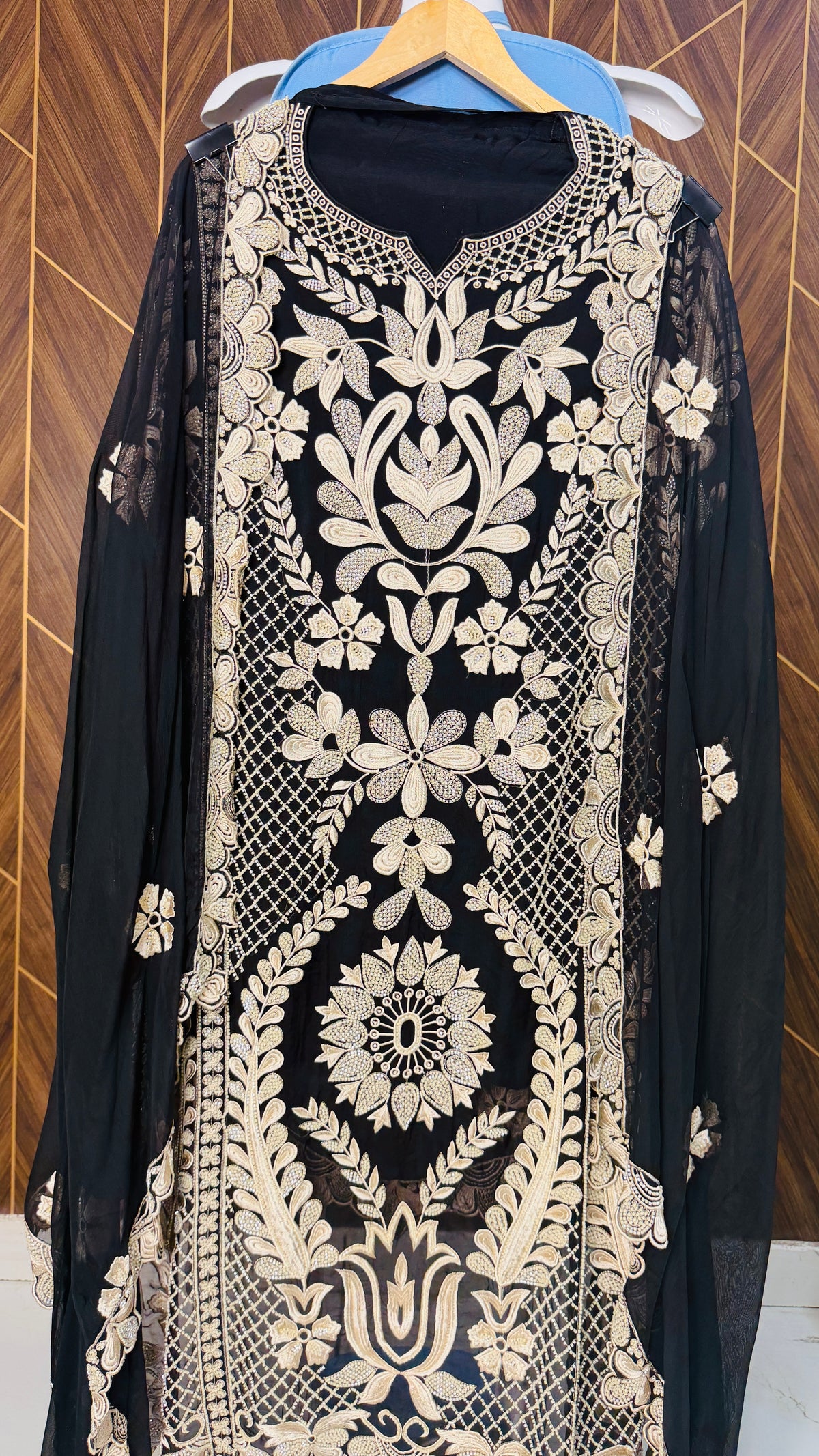 Handcrafted Black Organza Suit