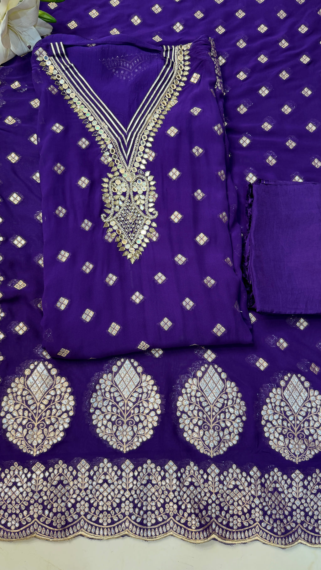 Banarasi Georgette Unstitched With Potli(3 Colours)