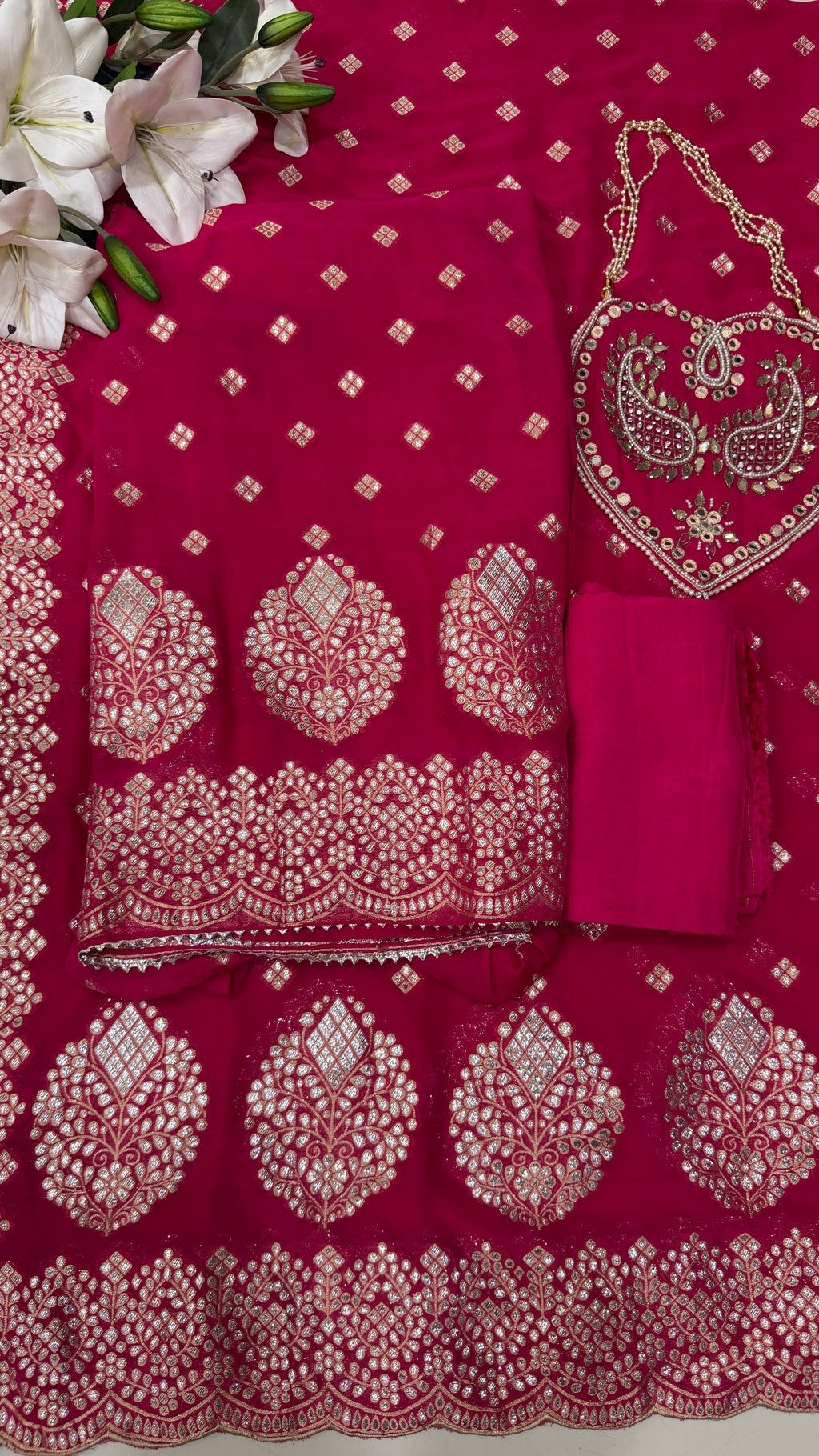 Banarasi Georgette Unstitched With Potli(3 Colours)