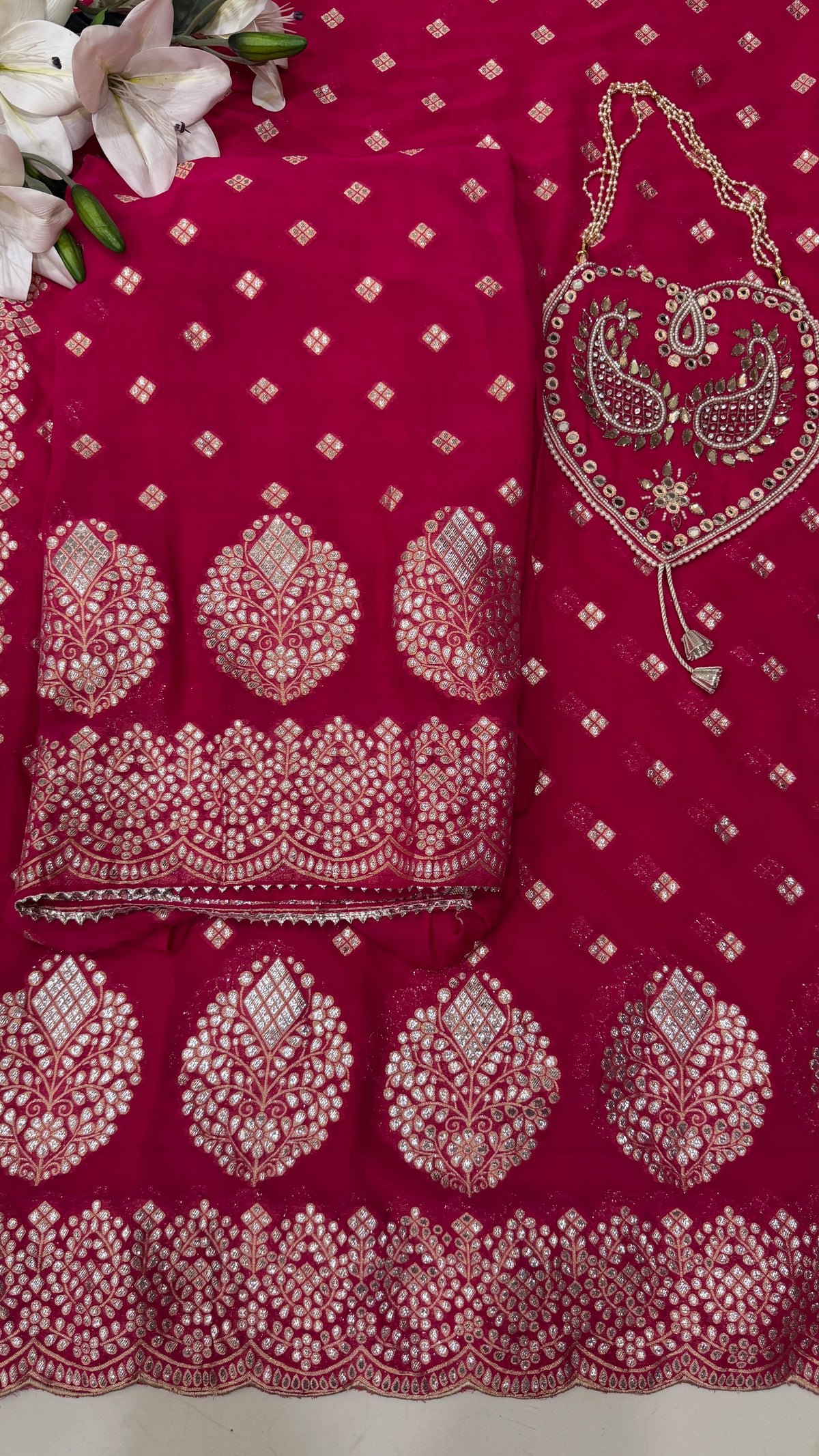 Banarasi Georgette Unstitched With Potli(3 Colours)