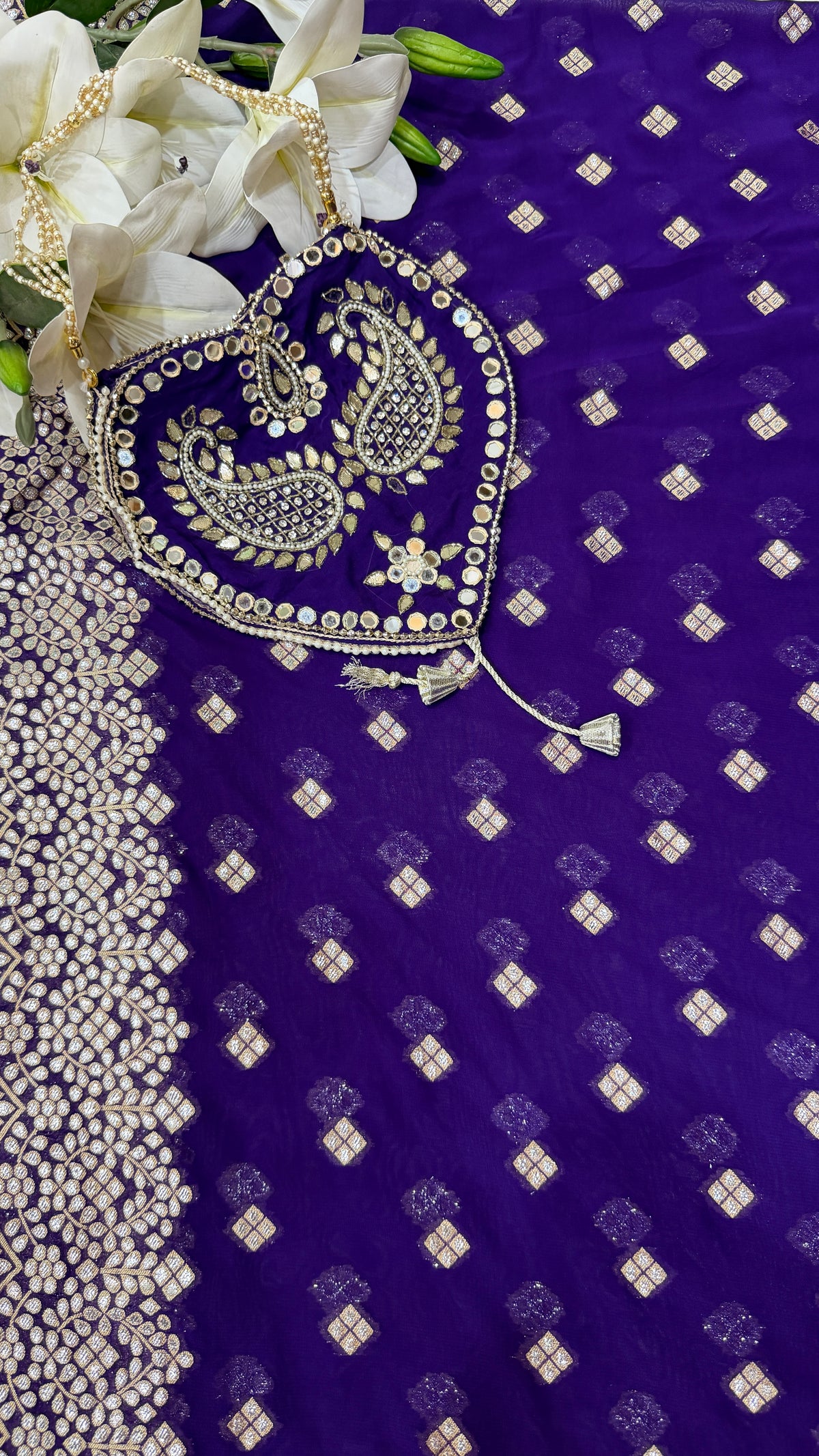 Banarasi Georgette Unstitched With Potli(3 Colours)