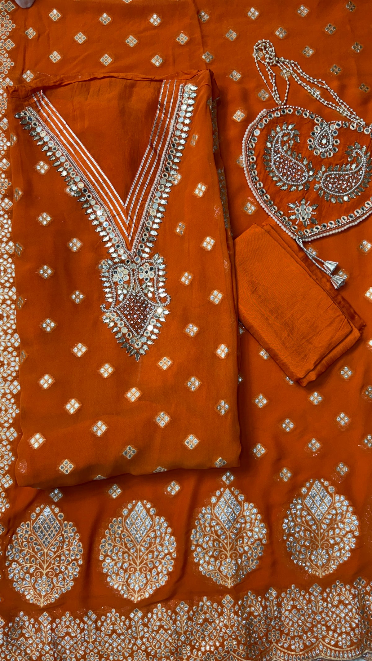 Banarasi Georgette Unstitched With Potli(3 Colours)