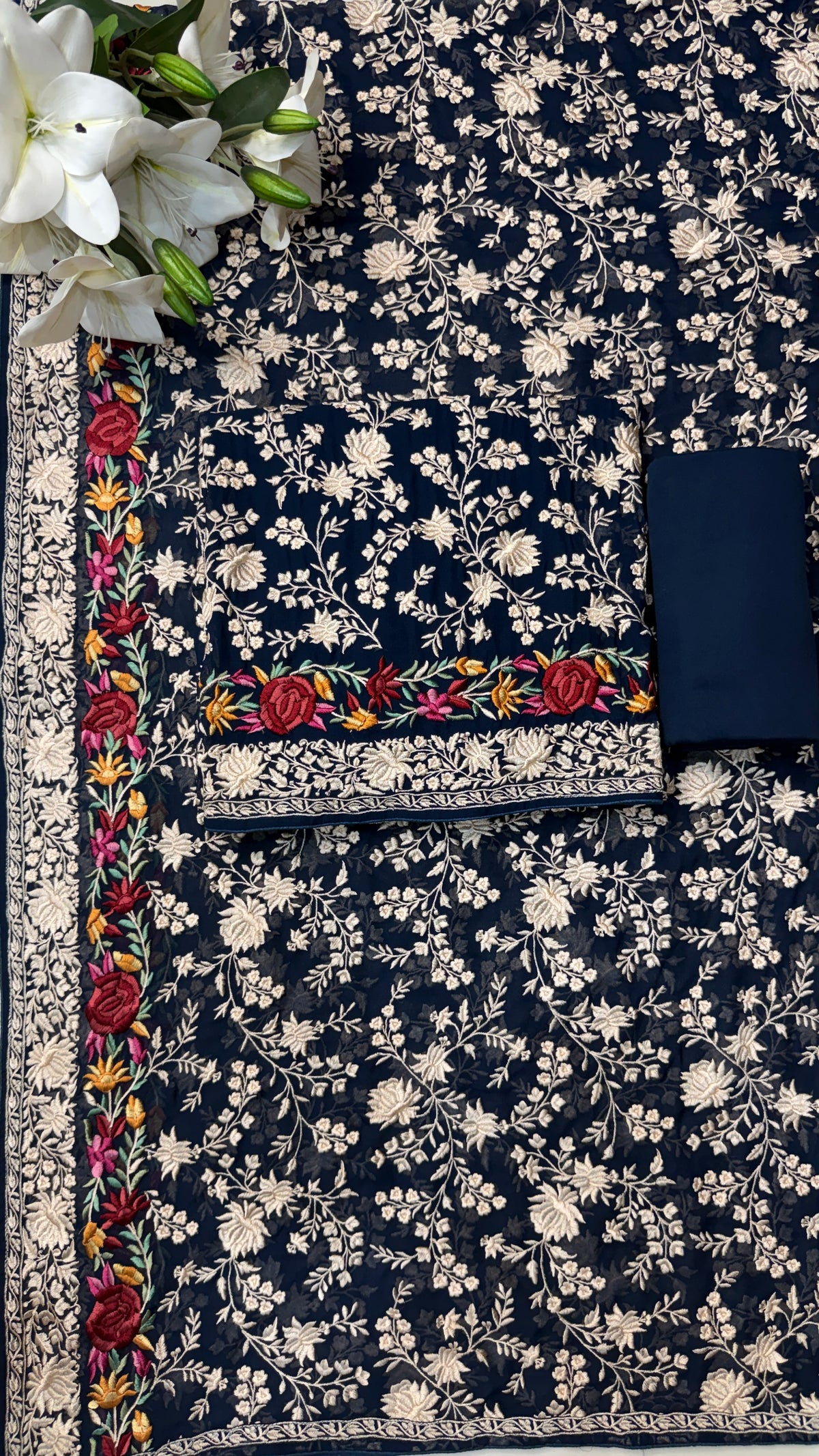 Pure Georgette Suit with all over Parsi Work