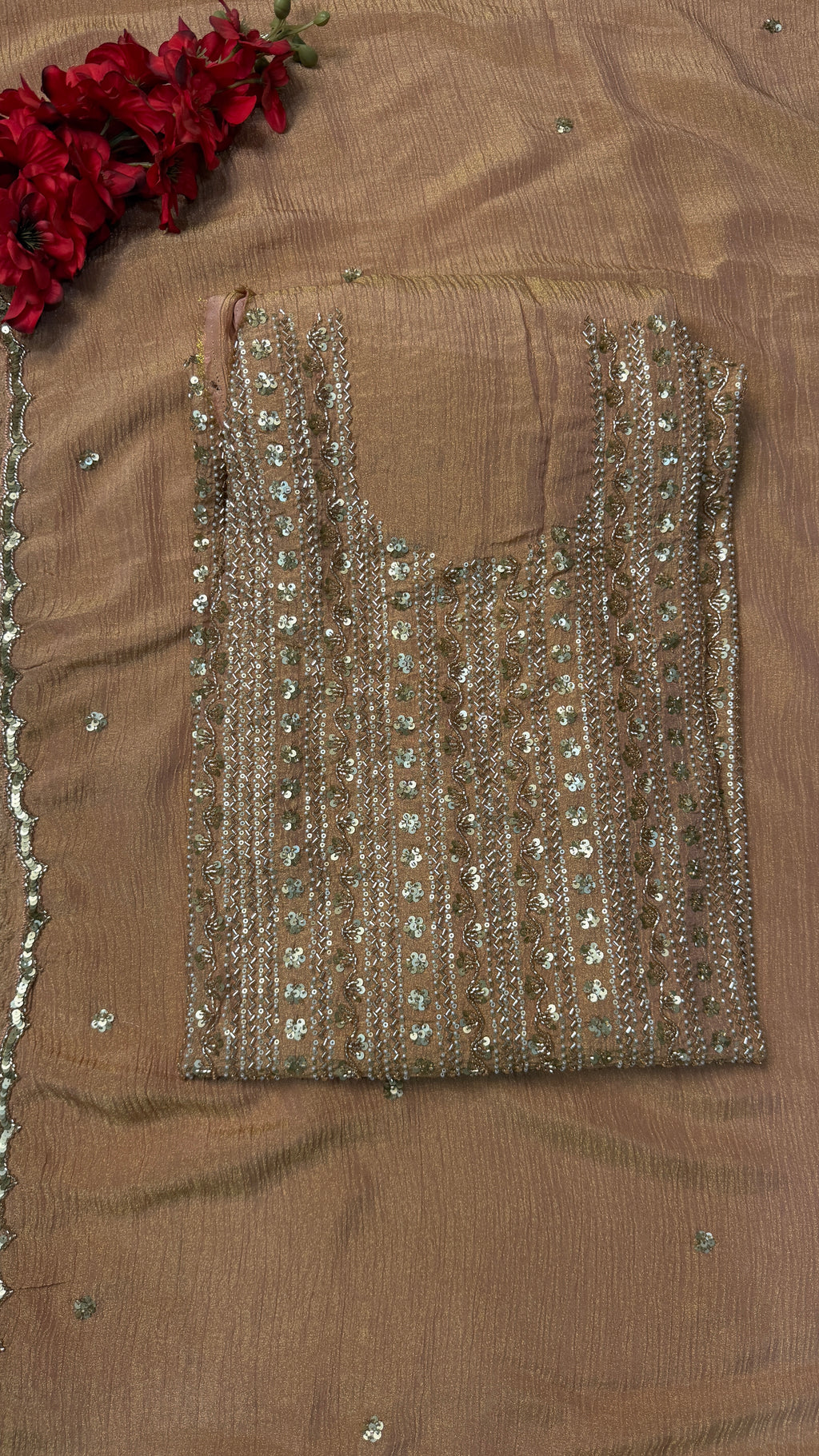 Premium Crush Tissue Handwork Suit(2 Colours)