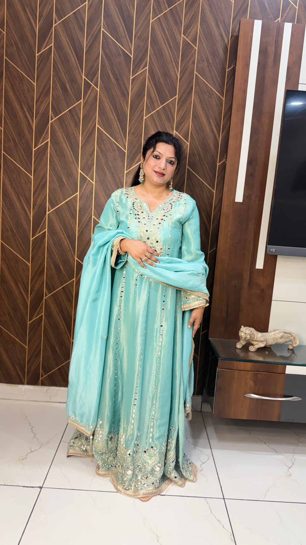 Pure Shimmer Tissue Stitched Anarkali