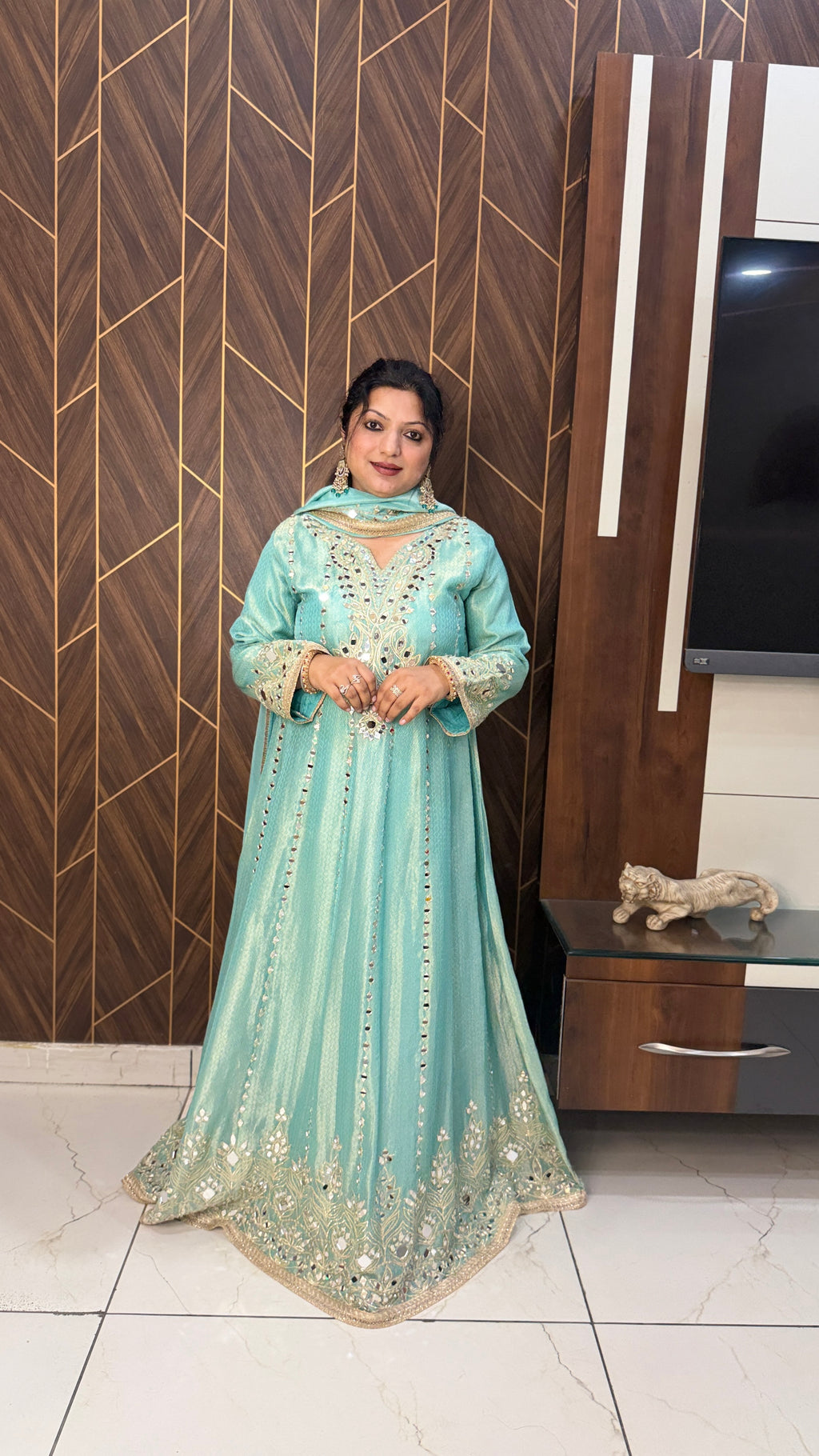 Pure Shimmer Tissue Stitched Anarkali