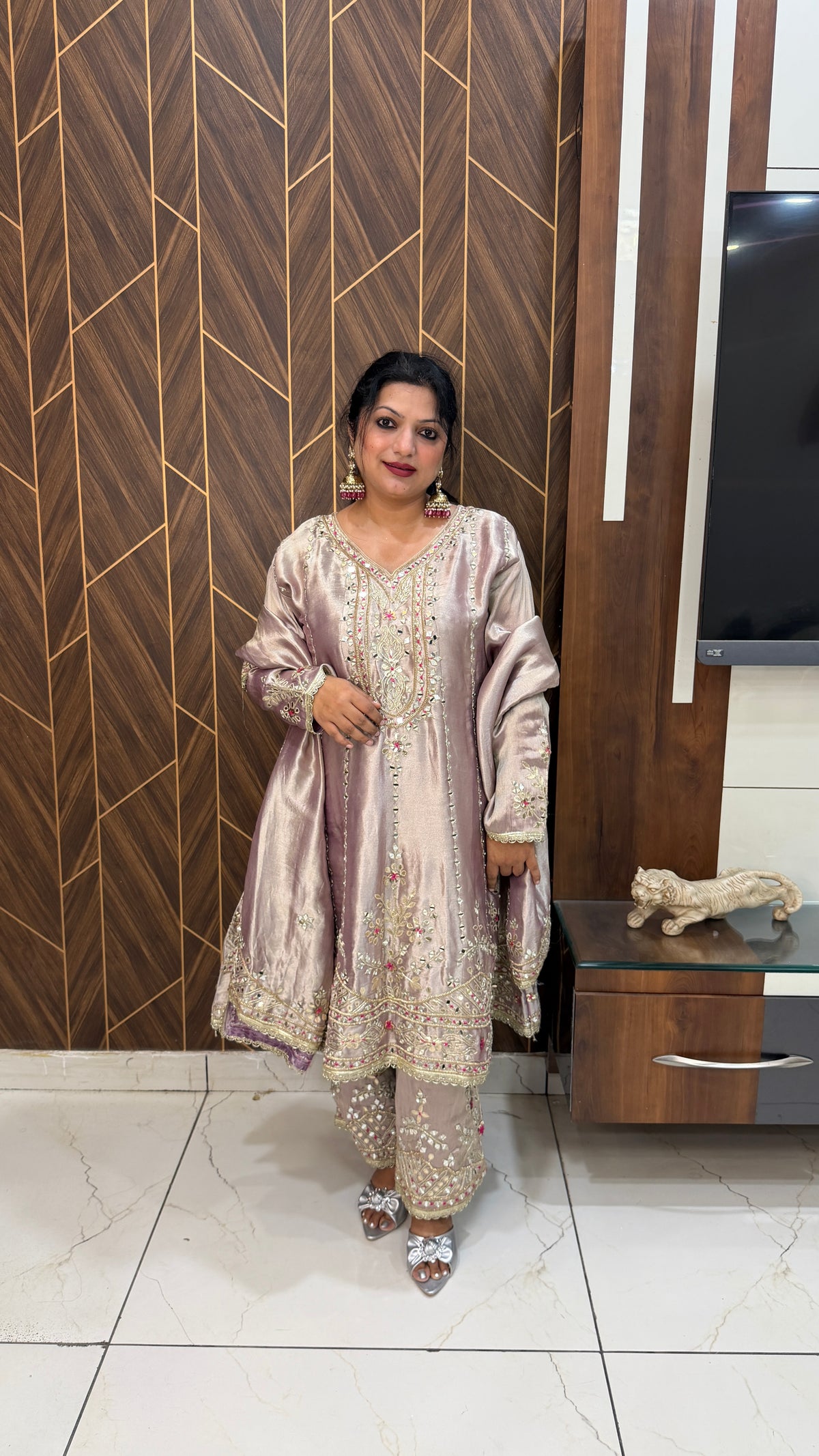 Giraffe Tissue Anarkali Set(2 Colours)