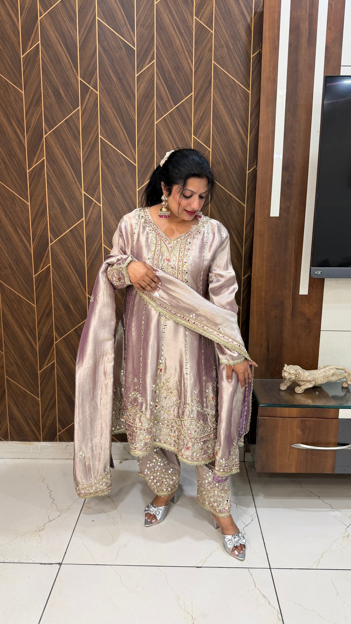 Giraffe Tissue Anarkali Set(2 Colours)