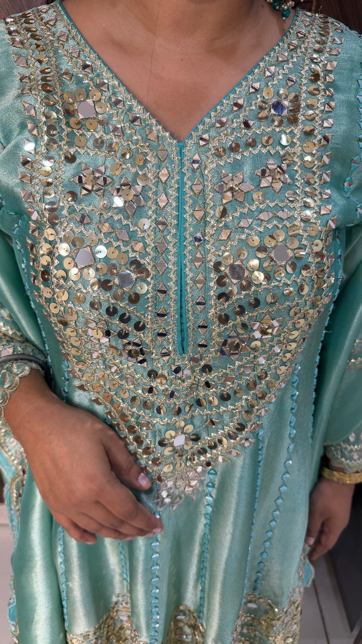 Blue Mirror Work Anarkali Set