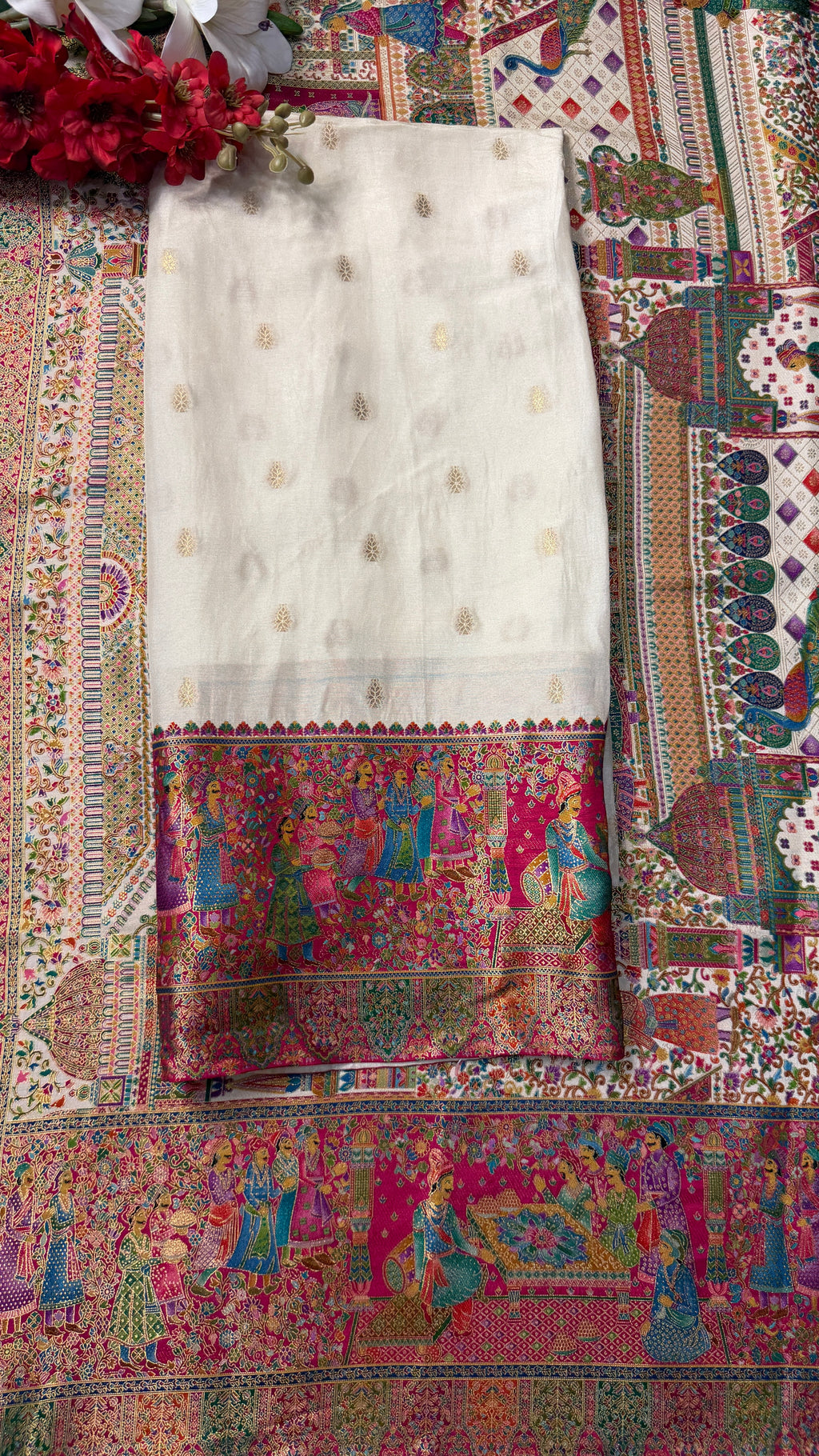 Position Print Jacquard Weave Silk Suit