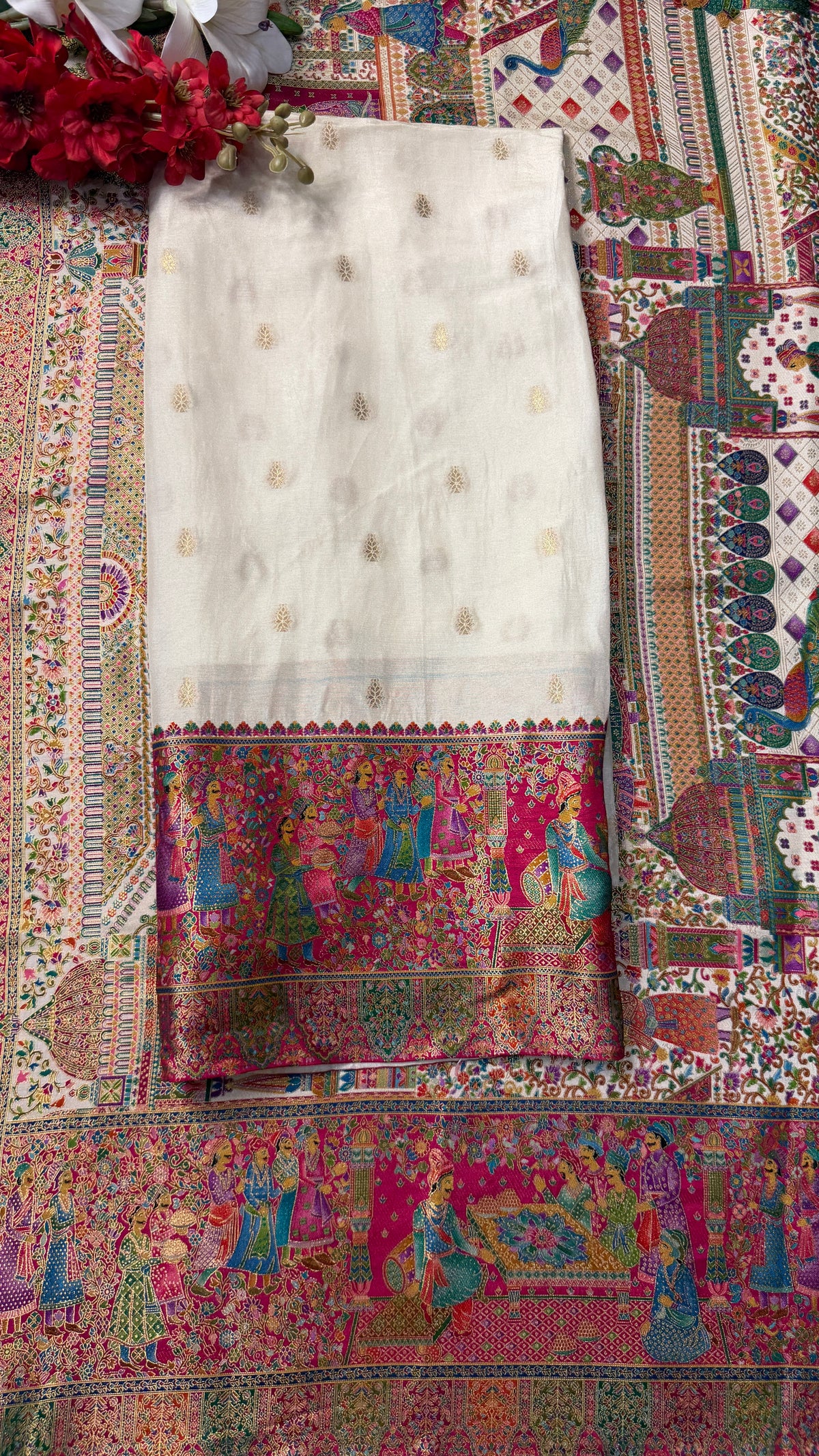Position Print Jacquard Weave Silk Suit