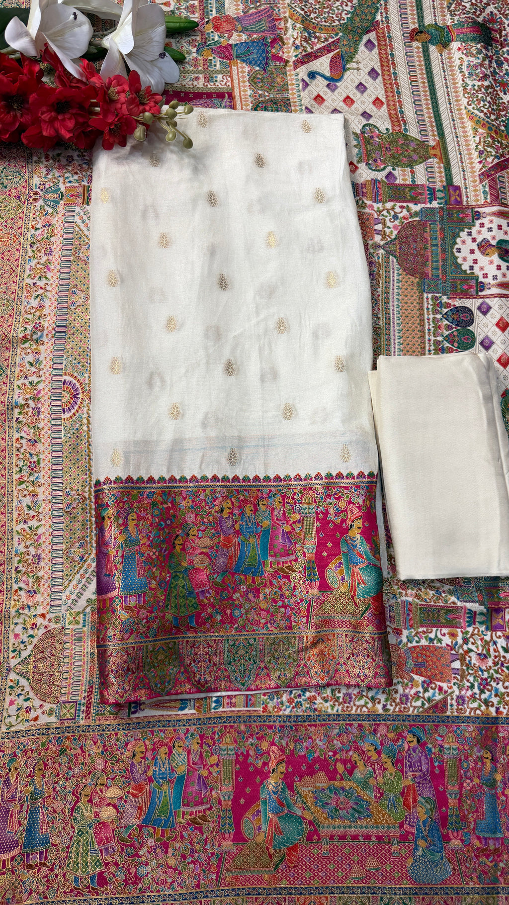 Position Print Jacquard Weave Silk Suit