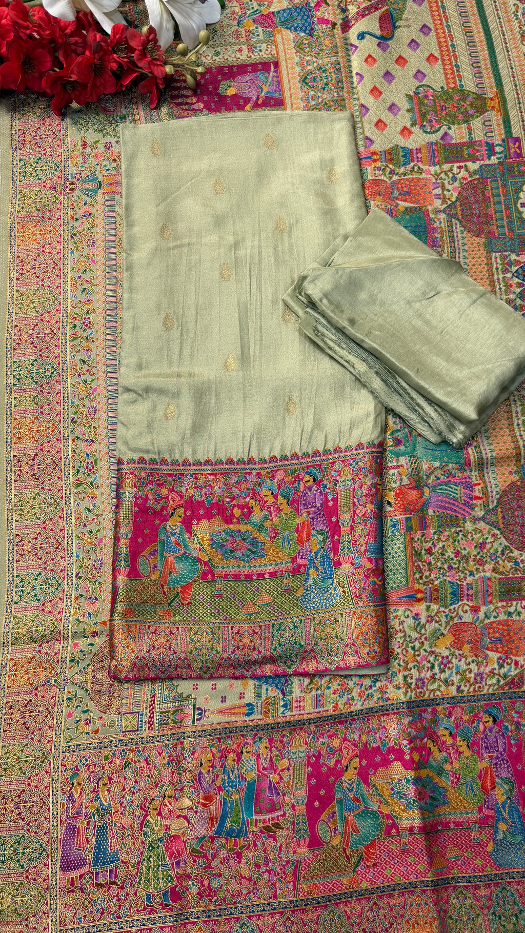 Position Print Jacquard Weave Silk Suit
