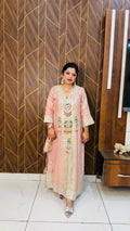 Peach Hand Embellished Long Dress