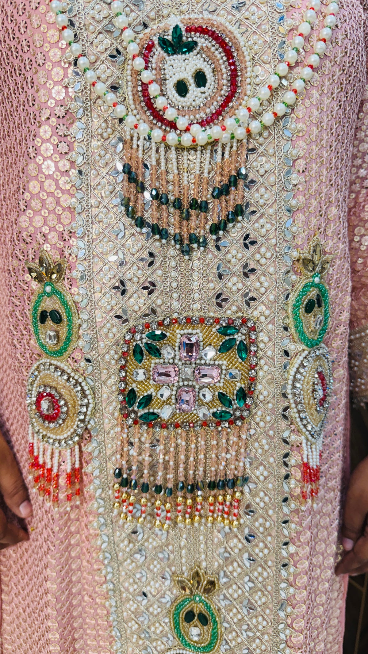 Peach Hand Embellished Long Dress