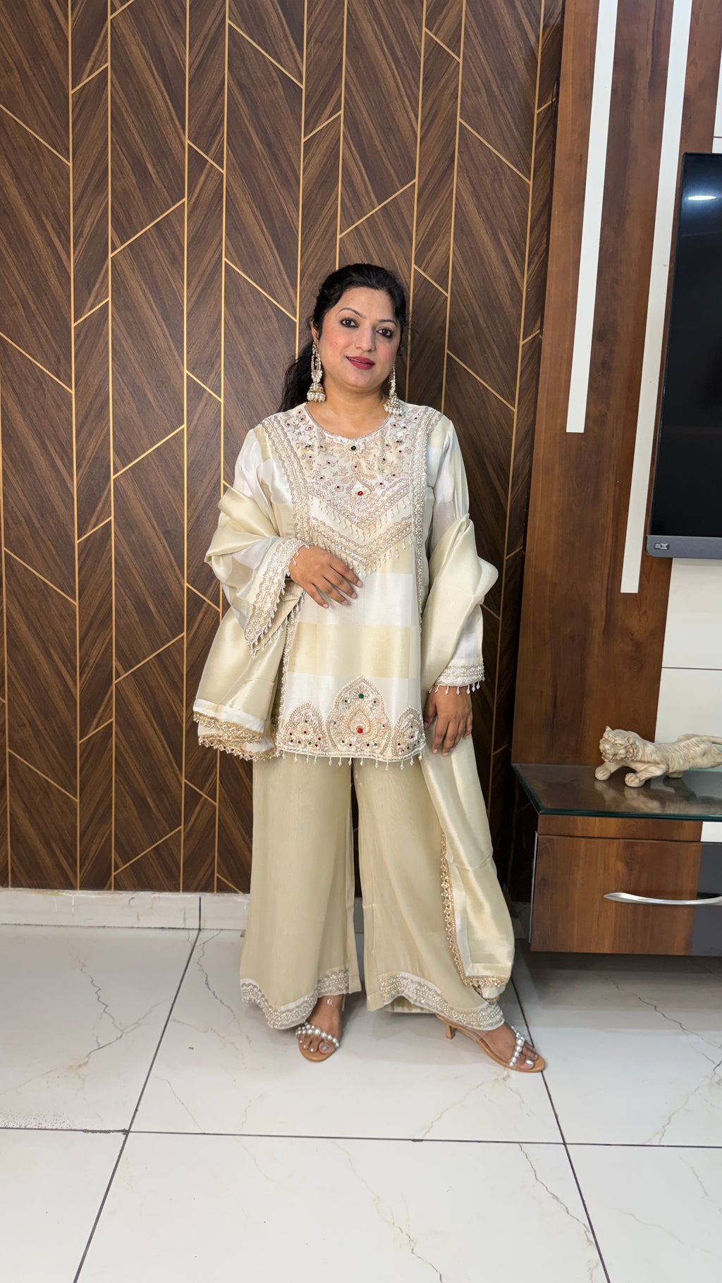 Pearl Embellished Designer Suit Set(3 Colours)