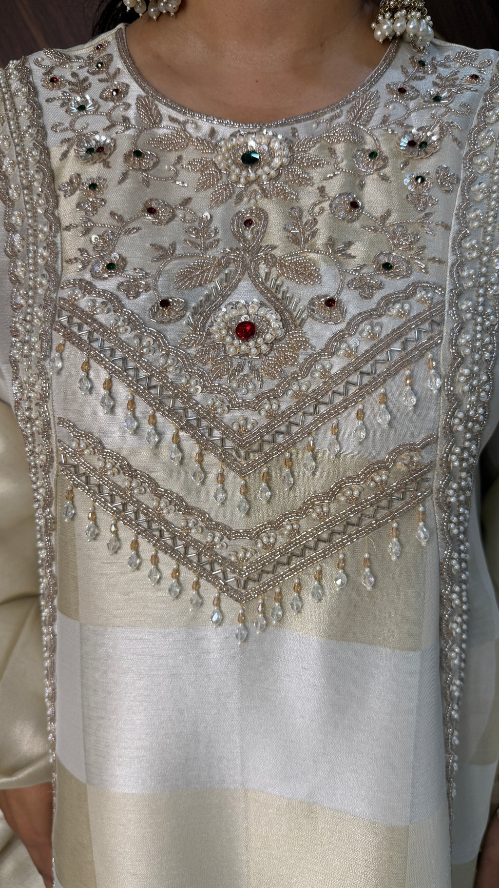 Pearl Embellished Designer Suit Set(3 Colours)