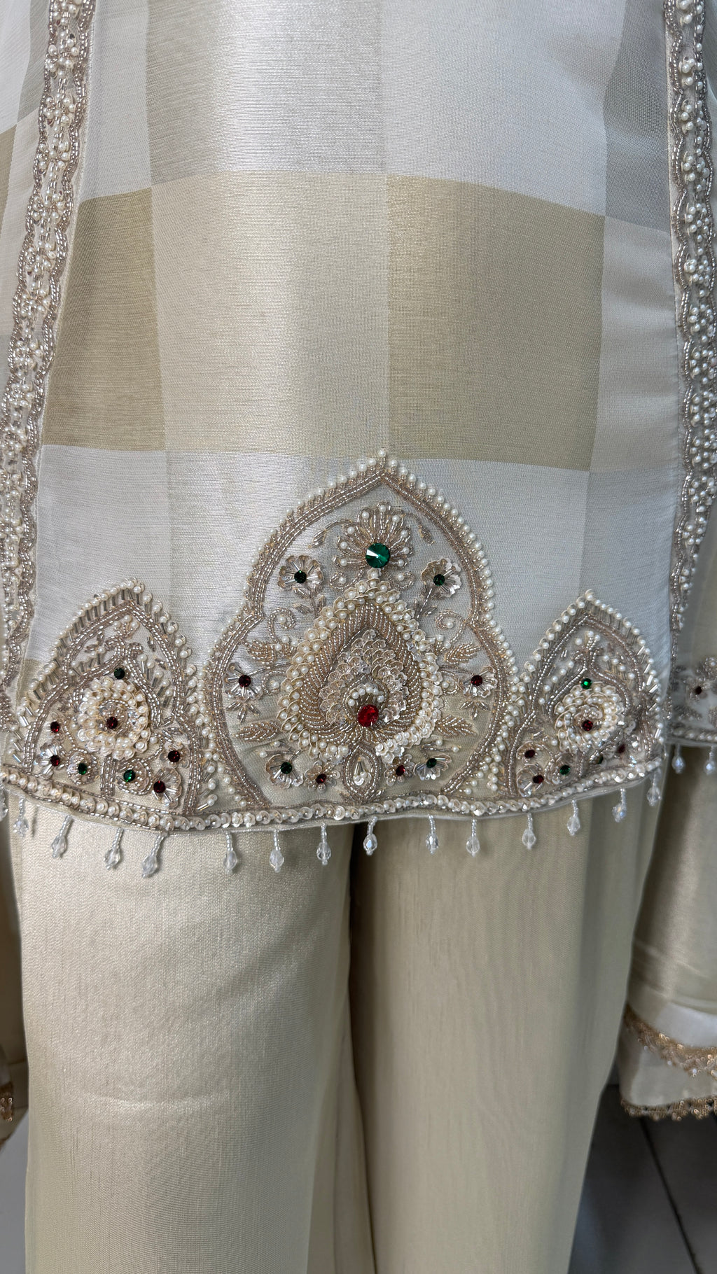 Pearl Embellished Designer Suit Set(3 Colours)