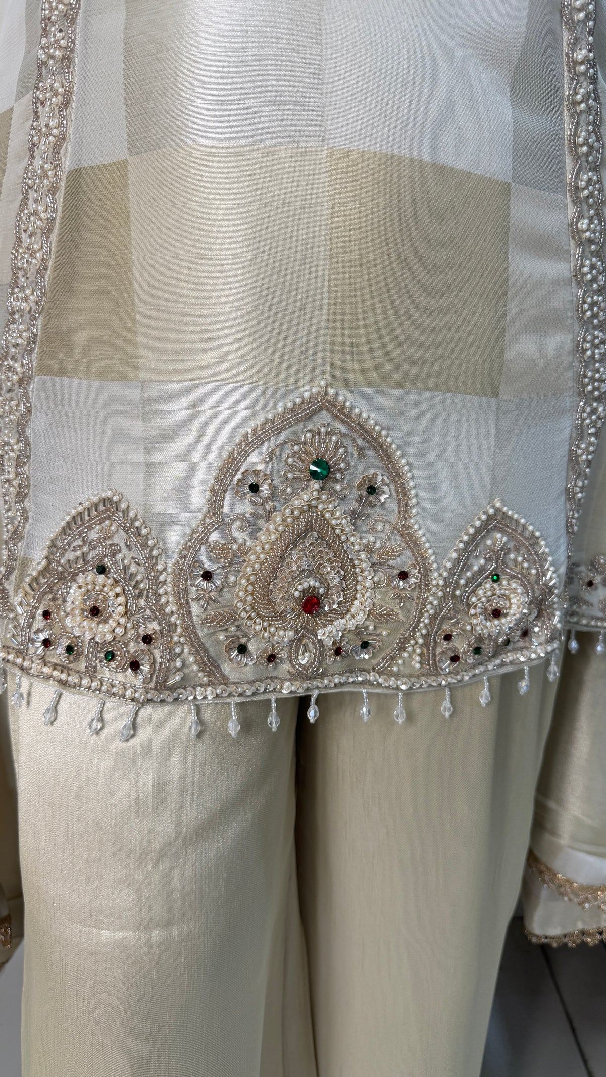 Pearl Embellished Designer Suit Set(3 Colours)