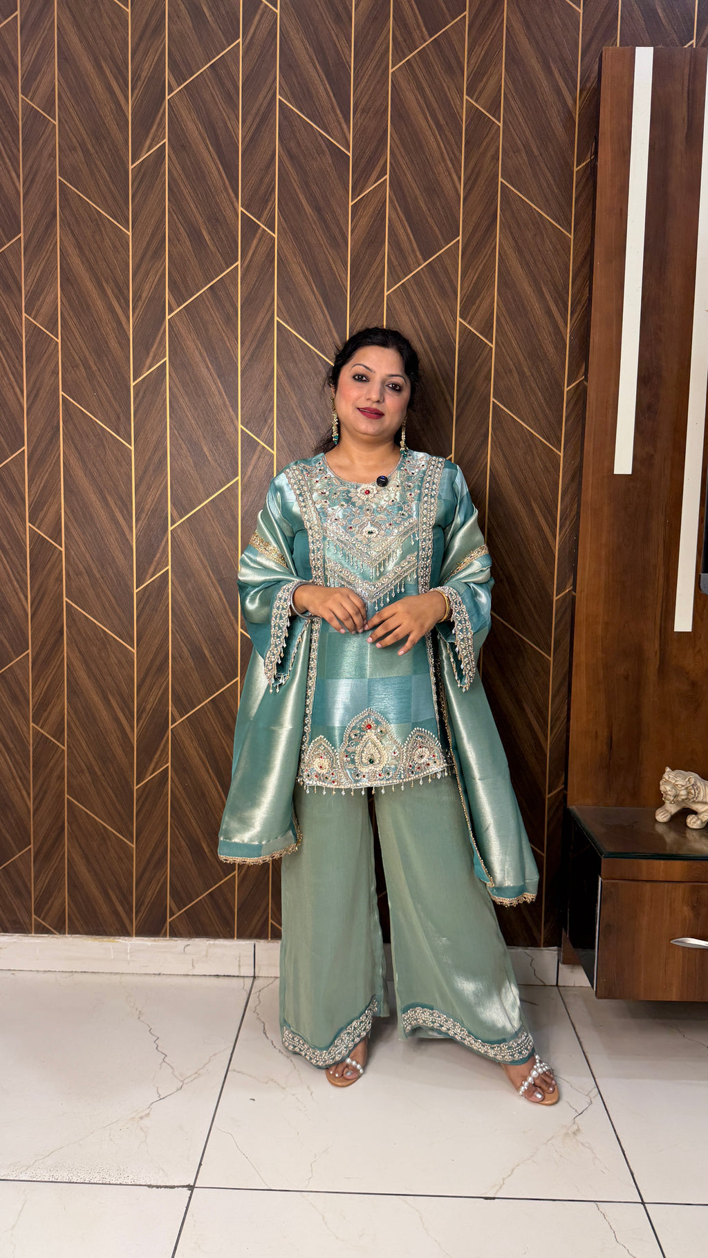 Pearl Embellished Designer Suit Set(3 Colours)