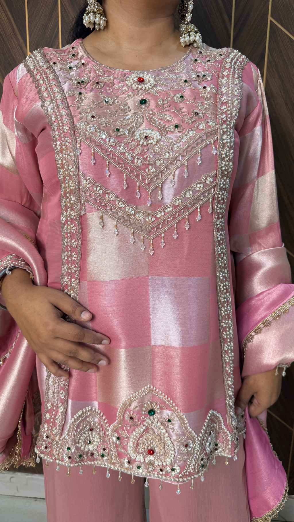 Pearl Embellished Designer Suit Set(3 Colours)