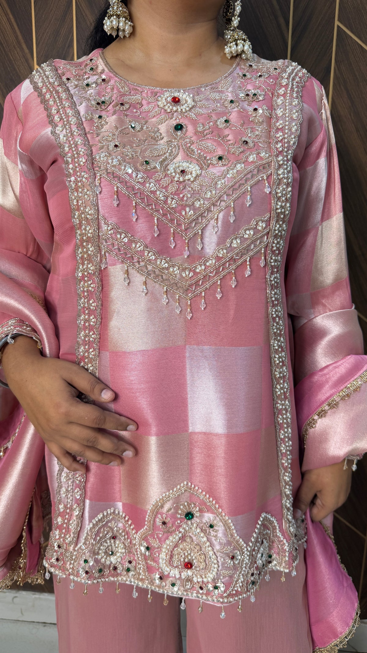 Pearl Embellished Designer Suit Set(3 Colours)