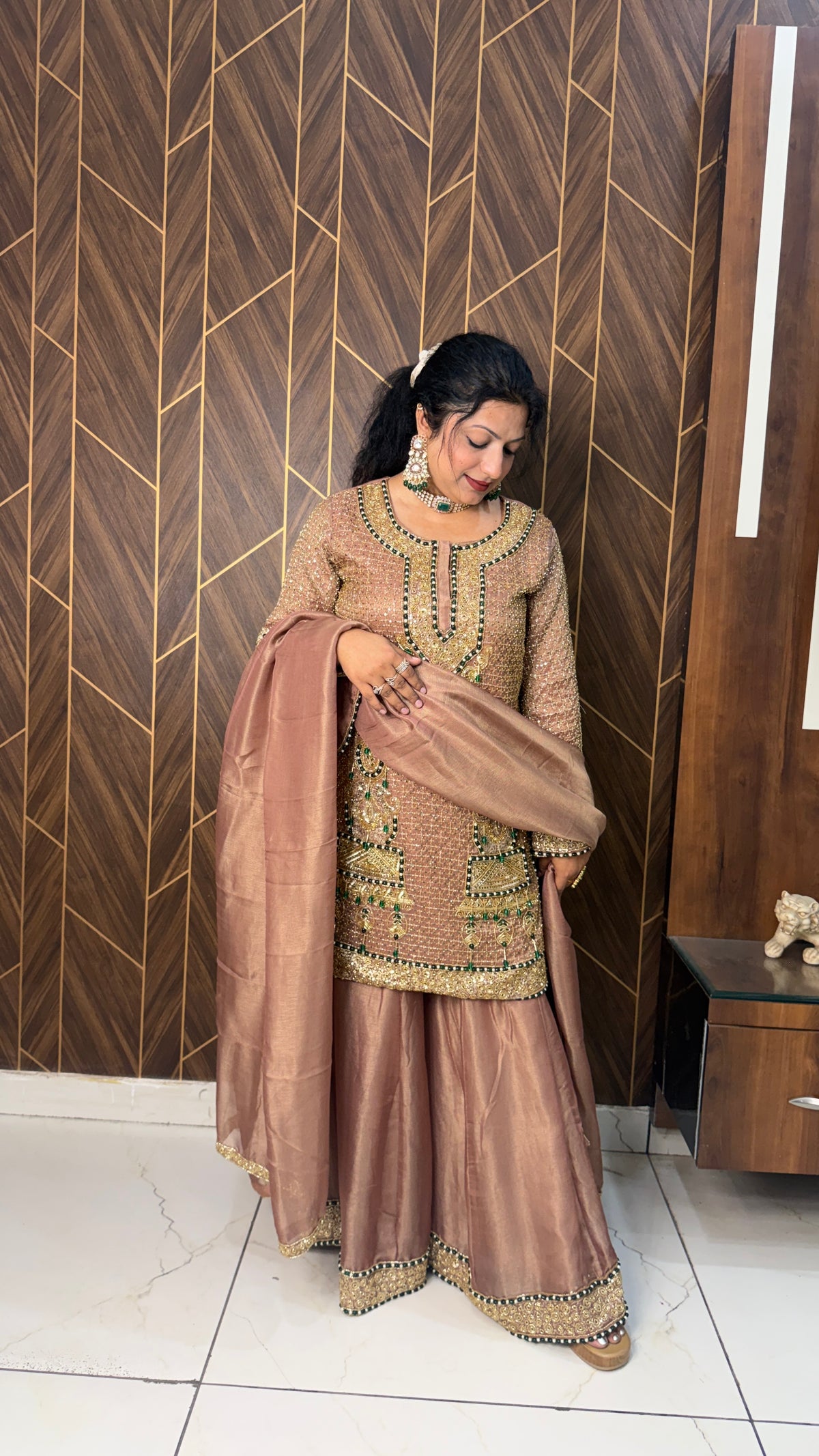 Brown Handwork Suit Set