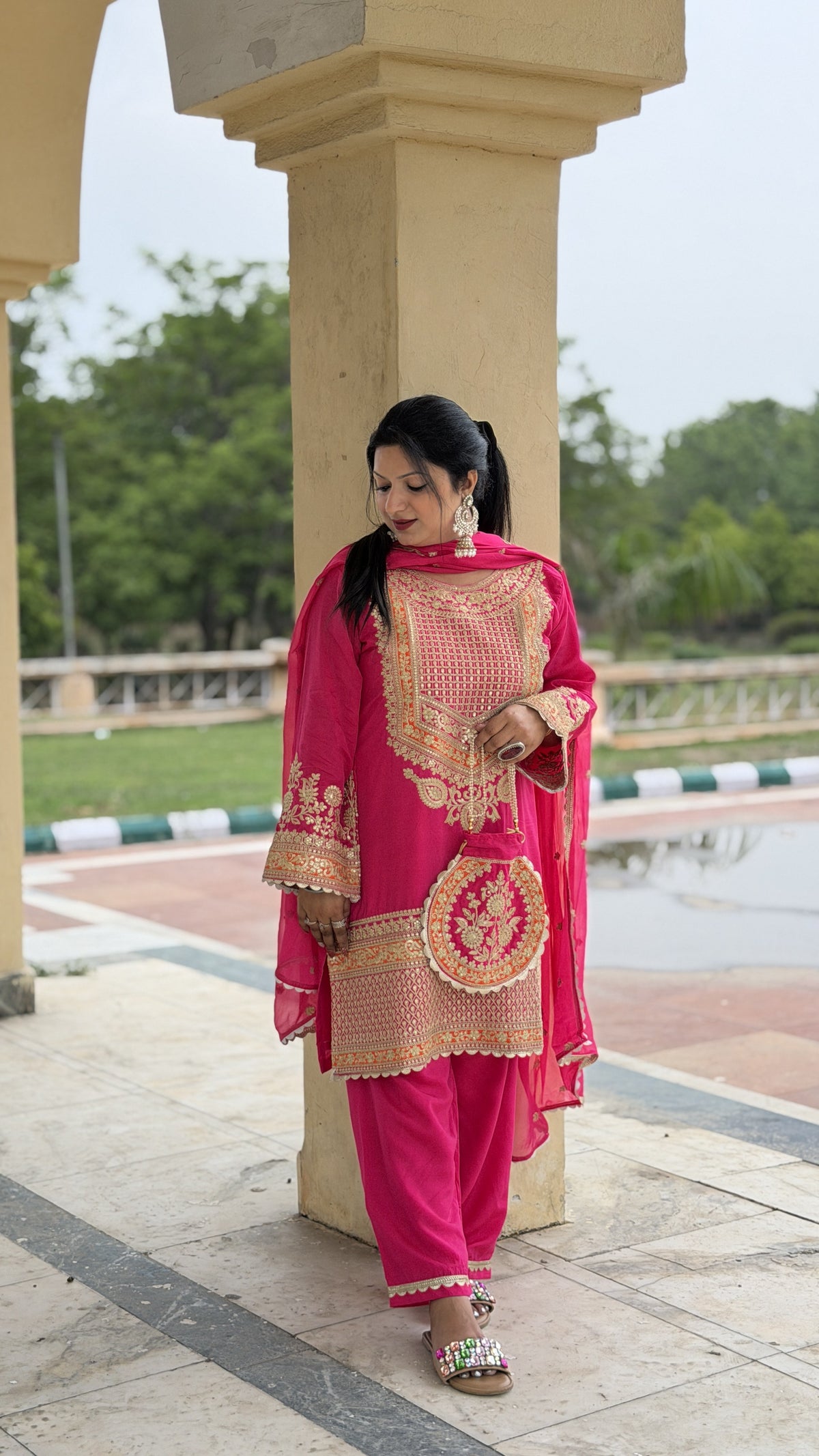 Pure Silk Gold Zari Kurta Set