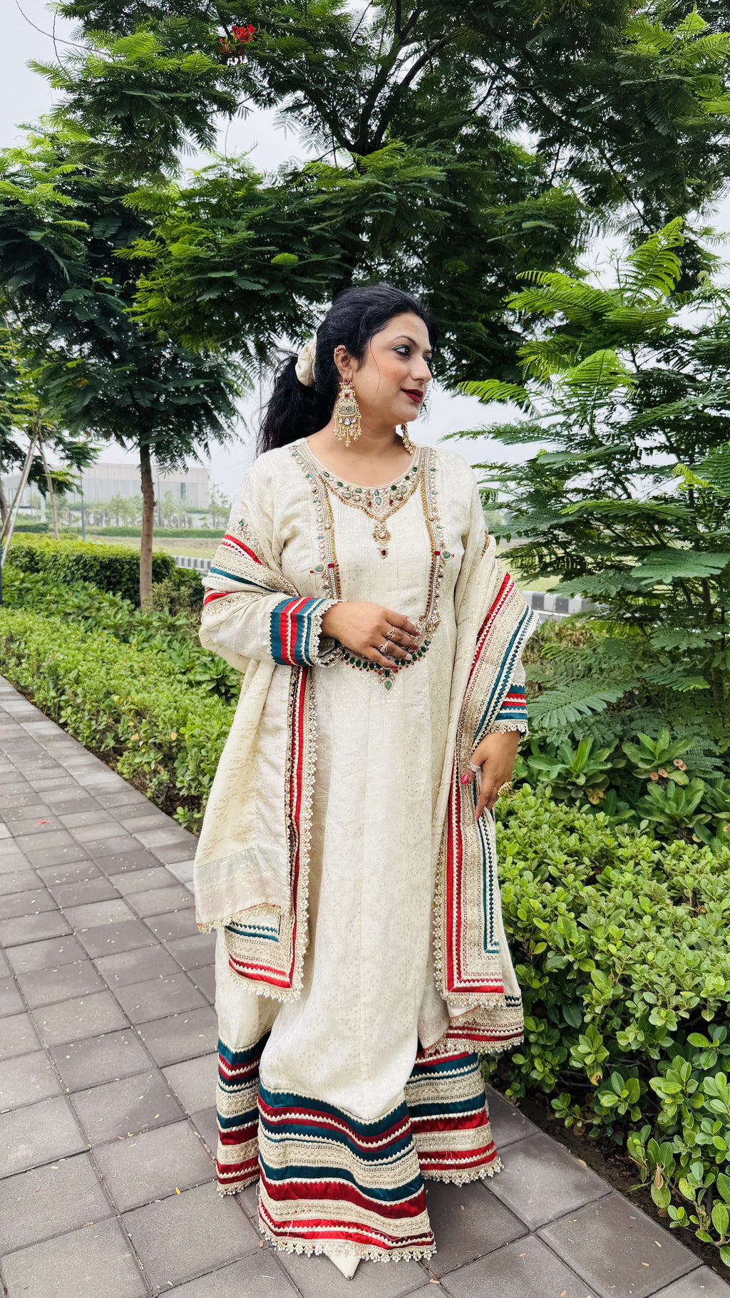 Ivory Luxury Embellished Anarkali Set