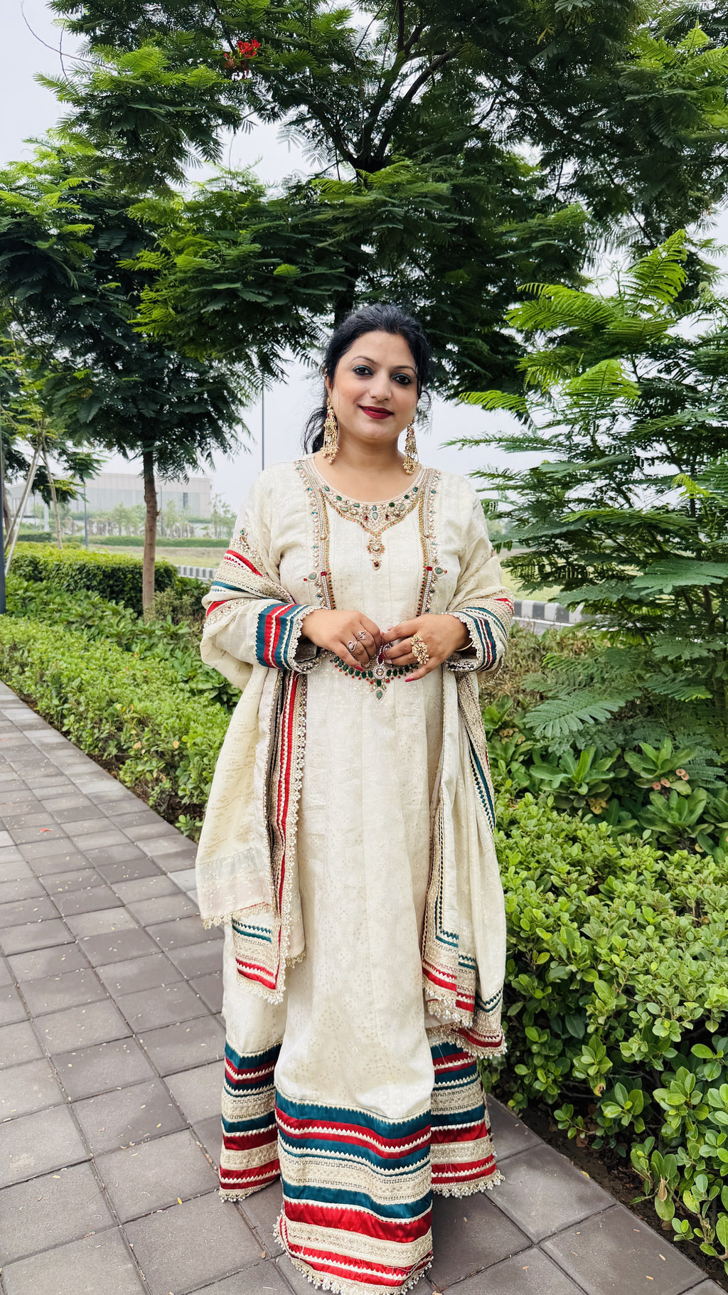 Ivory Luxury Embellished Anarkali Set