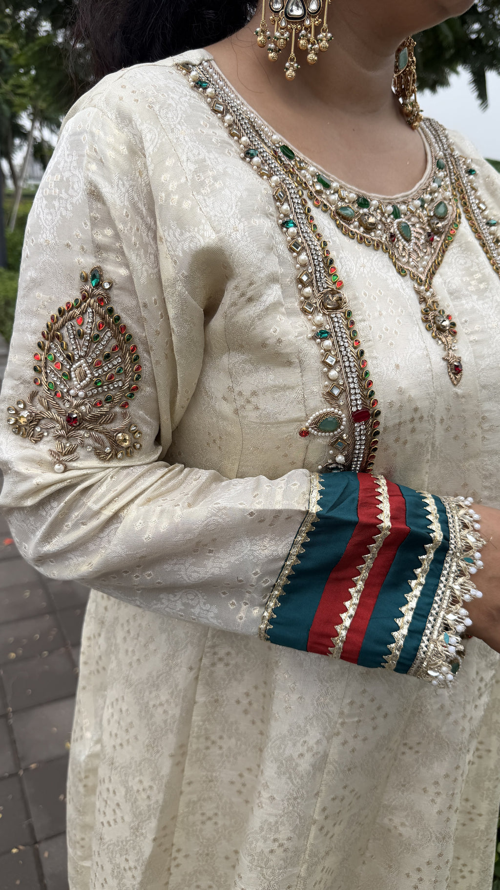 Ivory Luxury Embellished Anarkali Set