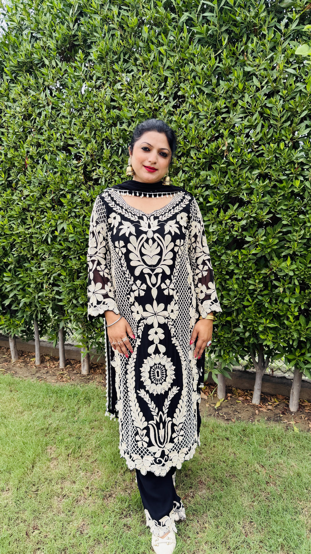 Black Luxury Embellished Kurta Set