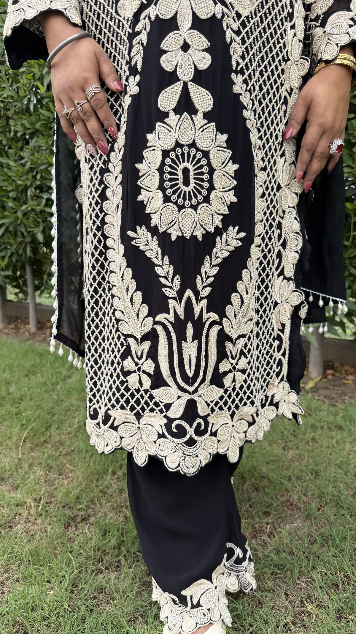 Black Luxury Embellished Kurta Set