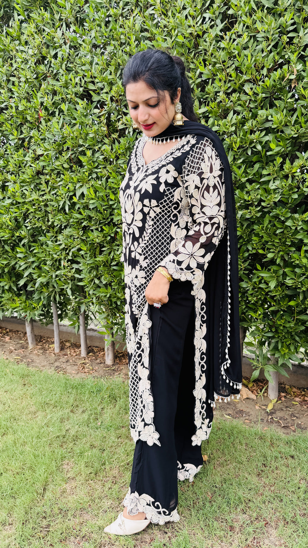 Black Luxury Embellished Kurta Set