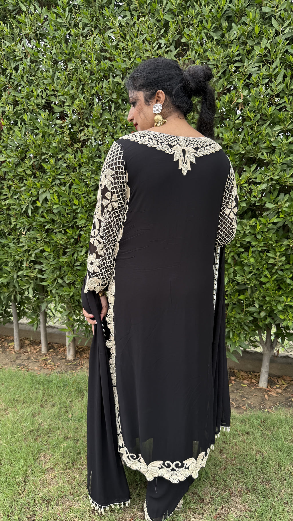 Black Luxury Embellished Kurta Set