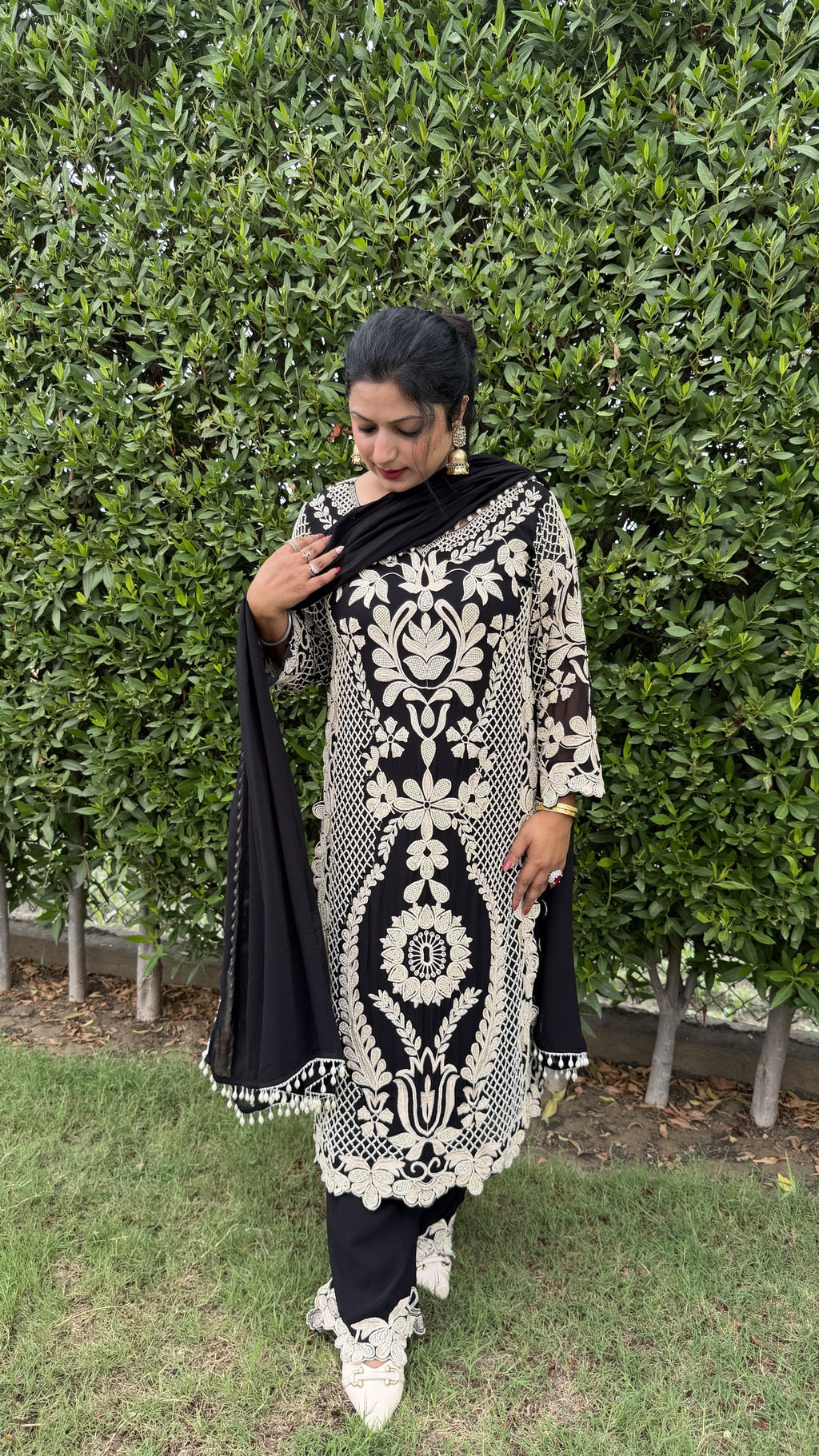 Black Luxury Embellished Kurta Set