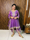 Shimmer Mirror-Work Anarkali Set – Purple