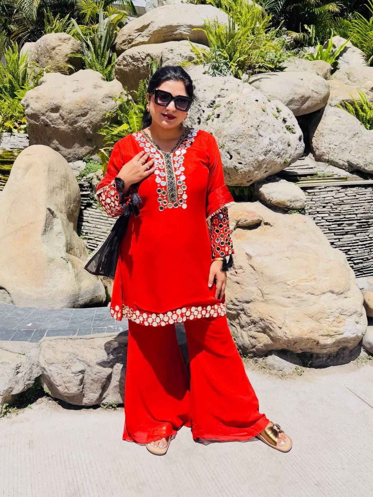 Mirror-Work Everyday Co-ord Set – Red & Black